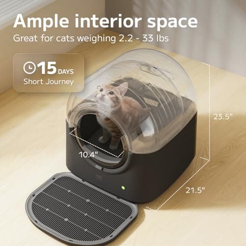 ABRCT L1 Self-Cleaning Litter Box Automatic Electronic Hands-Free Smart Robot self Cleaning Litter Box - Safe Anti-Pinch,with Deodorizer and Liner and Litter Mat for Multiple Cats - Thumbnail 3