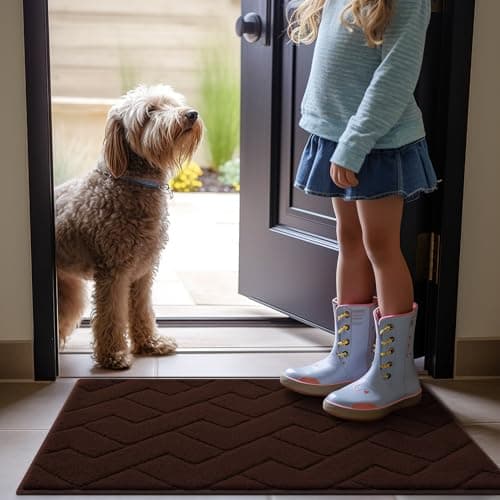 OLANLY Indoor Door Mat, 36x24, Dirt Resistant and Absorbent, Sturdy Non-Slip Rubber Backing, Easy to Clean, Washable Low-Profile Doormat for Entryway, Dark Brown - Thumbnail 2
