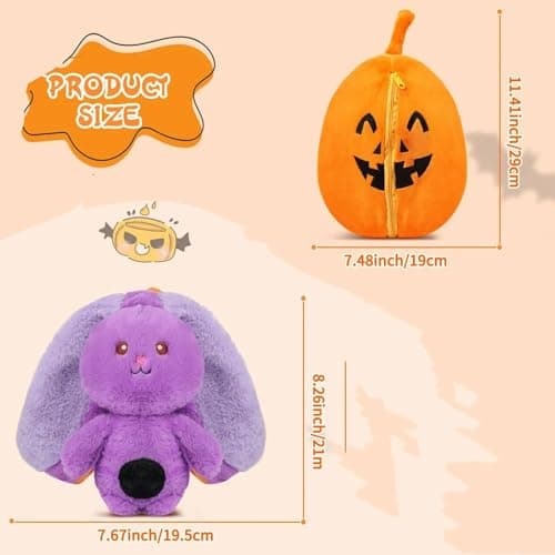 MIAODAM Bunny Stuffed Animal Plush,Reversible Pumpkin Bunny Plushies, Cute Rabbit Plush Toy Gift for Toddler Girls Boys (11inch) - Thumbnail 5