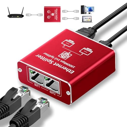 Ethernet Splitter 1 to 2 High Speed 1000Mbps, Gigabit Ethernet Splitter, LAN Splitter Dual LAN RJ45 Port Router Switch for Cat5/5e/6/7/8 Cable, IEEE 802.3 Compliant Plug and Play - Image 1