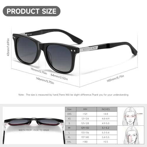 DTIUGUTAE Polarized Sunglasses for Men and Women, Classic Square Sun Glasses Driving Fishing UV Protection (Black frame/Gray Progressive) - Thumbnail 6