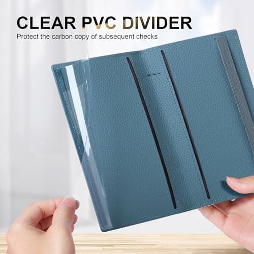 CASMONAL Checkbook Covers for Personal Checkbook Holder RFID Blocking Premium Leather Checkbook Cover for Duplicate Checks - Thumbnail 3
