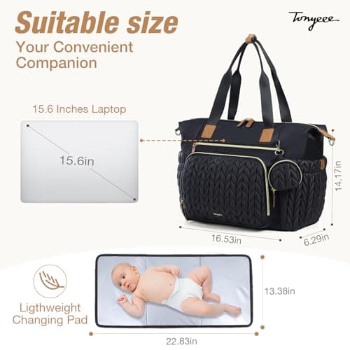 Tonyeee Diaper Bag Tote, Large Baby Hospital Bag for Labor Delivery Mom - Thumbnail 4