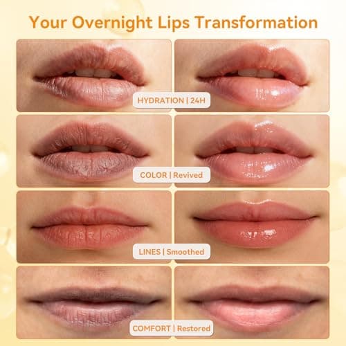 Overnight Lip Mask for Very Dry, Cracked Lips – Deep Hydrating Lip Moisturizer & Repair Treatment, Helps Brighten Dark Lips for Smokers, Smooths Lip Lines, with Mirror & Brush (0.71oz) - Thumbnail 2