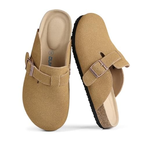 Dumalum Comfort Suede Clogs Slippers Sandals Unisex for Men Women with Cushioned Cork-Footbed Walk Dog Home Potato Shoe (Chestnut 14) - Image 1