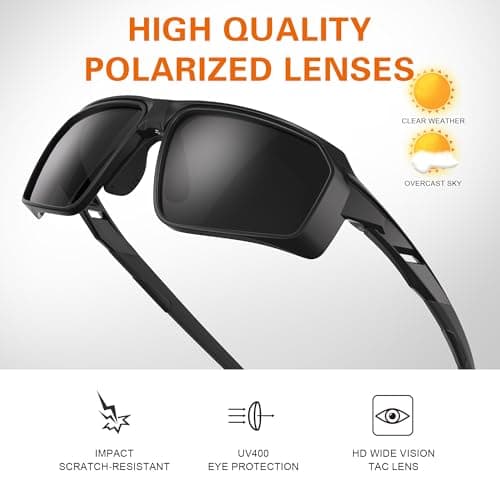 suoso Polarized Sports Sunglasses for Men: UV400 Protection Wrap Around Women Sun Glasses for Fishing Golf Running TR90 - Thumbnail 3