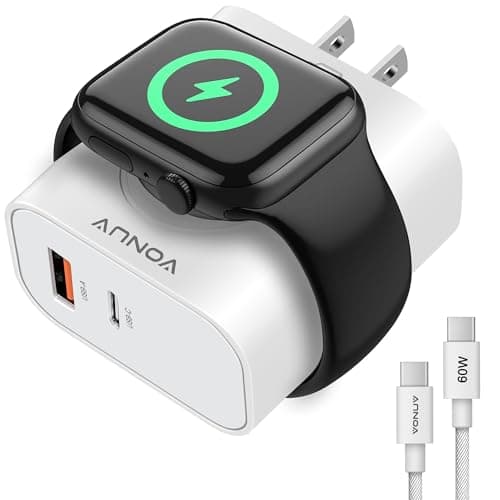 3-in-1 Adapter for Apple Watch, 20W USB C Fast Charging Block with Dual Ports & Magnetic Wireless Adapter, Portable Travel Wall Plug for iWatch Ultra/SE/11/10/9/8/7, iPhone 17/16/15/14, AirPods - Image 1