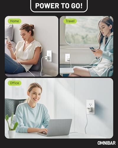 Omnibar iPhone 17/16 Charger, 2-Pack 20W GaN PD 3.0 PPS Fast USB C Charger Block, Compact Type C Power Adapter for iPhone 15/14/13/12, Samsung Galaxy S26/S25/S24, Speakers, Earbuds (White + Black) - Thumbnail 6