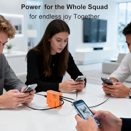 iPhone 17 Charger USB C Fast Charger Block, 3 Type C Port Each 40W Charger for iPhone 17 16 15 Pro Max Plus, Galaxy, iPad Pro, Tablet, Total 165W GaN 6 Port Wall Charging Station Hub Adapter Oranger - Thumbnail 6