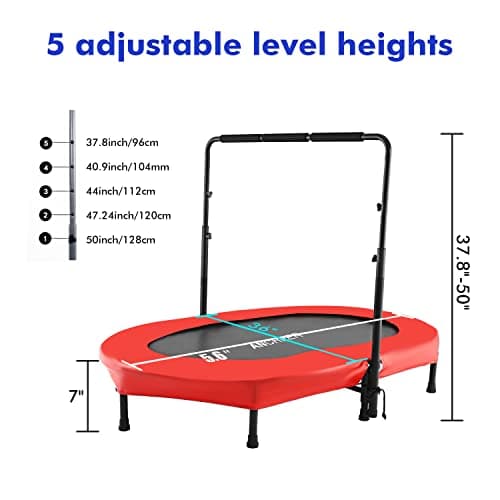 ANCHEER Trampoline for Kids, Toddler Trampoline Indoor Sports and Outdoor Games 56" Kids Rebounder 220LBS Capacity with Adjustable Safety Handrail Foldable Jumper for Boys and Girls (ASTM Certified) - Thumbnail 3