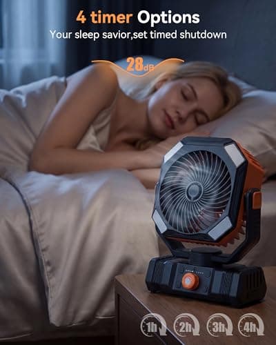USONE Misting Fan, Portable Camping Fan Rechargeable, Battery Powered Fan for Camping with Light, Remote & Timer, Hanging Tent Fan with Hook for Outdoor fishing, Travel, Work/Summer Essential - Thumbnail 5