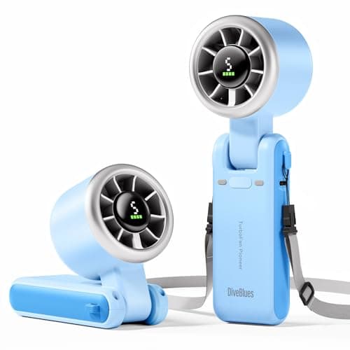 Diveblues Portable Handheld Turbo Fan, 5 Gear Wind, Battery Operated, Up to 12 Working Hours, 3 IN 1 Hand Fan with Air Turbo Tech Cooling Fan for Outdoor Activities, Travel, Working