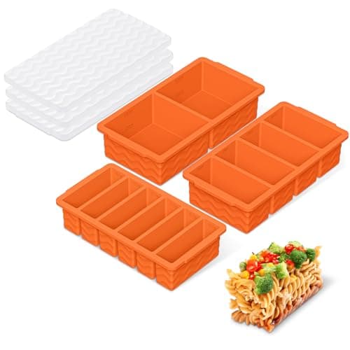 Doasuwish 3-Pack Silicone Freezer Trays with Lid,2 Large 2-Cup(500ml)&4 Medium 1-Cup(250ml)&6 Small 1/2-Cup(125ml) Soup Freezer Container Molds,Ice Cube Tray For Meal Prep&Freezing Soup,Stews,Sauces