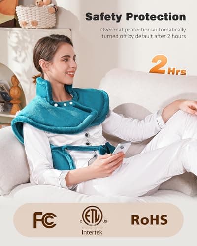 Premium Heating Pad for Neck, Shoulders and Back Pain Relief, 2.5lb Weighted Large 24"x33" Wearable Electric Heating Pad, Fast Heating, ETL Certified, Gift for Women and Men, Ideal for Mom & Dad - Thumbnail 5