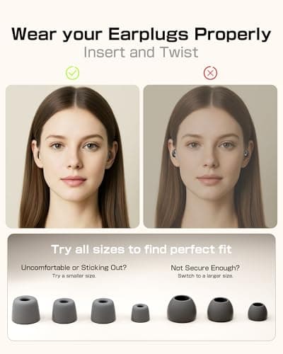 Ear Plugs for Sleeping and Concerts with Cord, Anti-Loss Reusable Earplugs, Ultra-Comfy Earplugs, 45dB Noise Reducing, Hearing Protection for Travel & Focus, 7 Pair Silicone & Foam Eartips, Viloet - Thumbnail 6