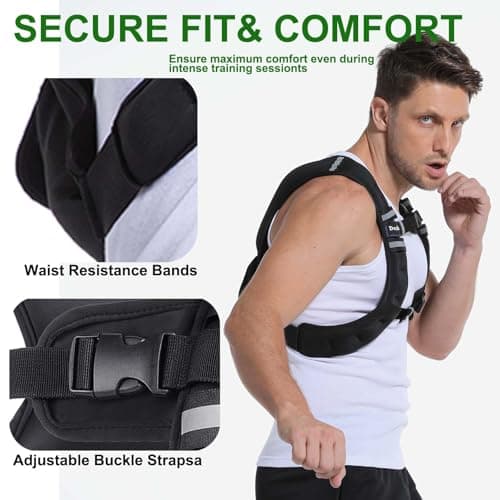 Adjustable Weighted Vest for Men, DecRose 6lb/8lb/10lb/12lb/15lb/18lb Women with Reflective Stripe Weight Vests Adjustable for Workout,Strength Training, Muscle Building, Running, Fitness, Weight Loss - Thumbnail 2