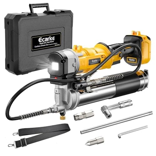 Ecarke Cordless Grease Gun Compatible with DeWalt 20V Battery, 12000PSI Max Electric Grease Gun, Dual Pistol & in-Line Grip, Works with Bulk & Cartridge Grease, with 39" Hose & 4 Couplers (Tool Only)