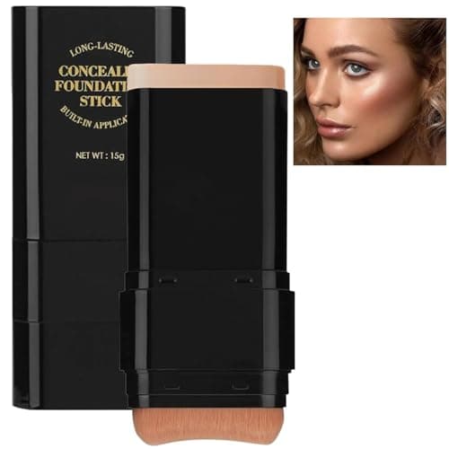 Foundation Stick, 2 in 1 Dual-Ended Long-Lasting Concealer Stick with Brush, Korean Concealer Stick Foundation, Full Coverage Korean Foundation, Tattoo Cover up, Korean Makeup, Matte Finish(04WHEAT) - Image 1