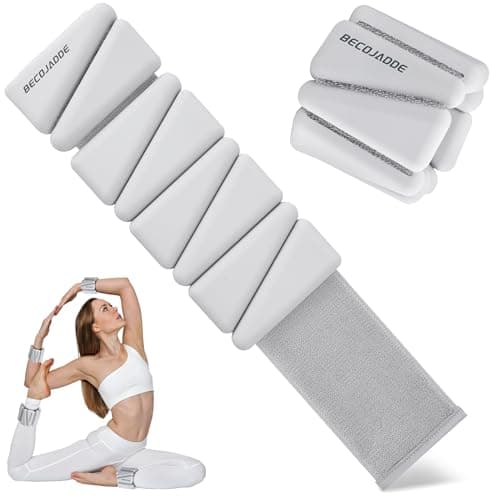 BECOJADDE Ankle Weights for Women Wrist Weights Set of 2 (1 lb Each) Adjustable Arm Leg Weight for Womens Men Suitable for Walking Swimming Running Pilates Yoga Gym, Grayish White - Image 1
