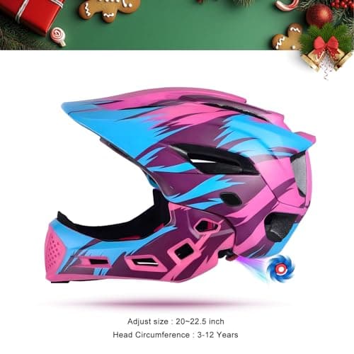 Natuway Toddler and Kids Full Face Helmet, Girl and Boy BMX Multi-Sport Detachable Mountain Dirty Bike Helmet Around 3-12 Years Head Circumference. - Thumbnail 2