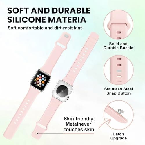 12 Pack Sport Bands Compatible with Apple Watch Band 38mm 40mm 41mm 42mm 44mm 45mm 46mm 49mm for Women Men,Soft Wristband Silicone Strap for iWatch Bands Series 11 10 9 8 7 6 5 4 3 2 1 Ultra SE - Thumbnail 2