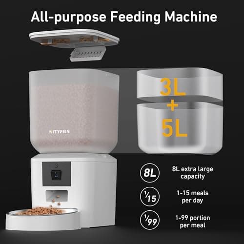 Automatic Dog & Cat Feeder with Camera & WiFi – 8L/34 Cups, 1080P Night Vision, 2.4 & 5G WiFi, 2-Way Talk, 10s Voice Recording, Timed Food Dispenser, Up to 99 Portions, 15 Meals Per Day - Thumbnail 2