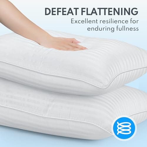HEYCUZI Queen Size Bed Pillows Set of 2 - Breathable Premium Down Alternative Sleeping Pillows for Side, Back, and Stomach Sleepers Fluffy Hotel Quality Soft Microfiber Fill Cooling Skin-Friendly - Thumbnail 4