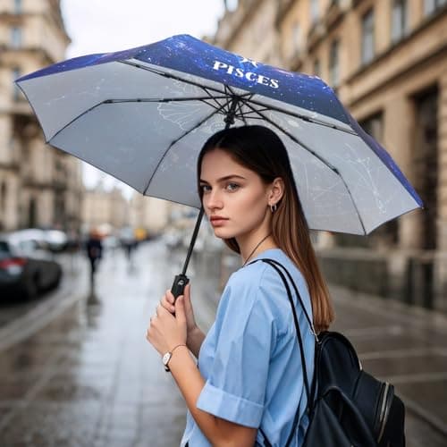 Natuquebrela Rain Umbrella Portable Windproof - Lightweight Compact Backpack Umbrellas Galaxy Astrology Gift Cute Large Auto Open Close Umbrella for Girls - Thumbnail 6