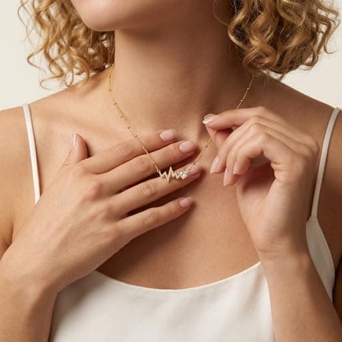 Helirose Heart Necklace for Women, Gold Necklace 18K Gold Plated, Dainty Romantic Heart Pendant, Hypoallergenic Jewelry, Birthday Gifts for Women, Mothers Day Gifts, Gift Box & Message Card (White) - Thumbnail 4