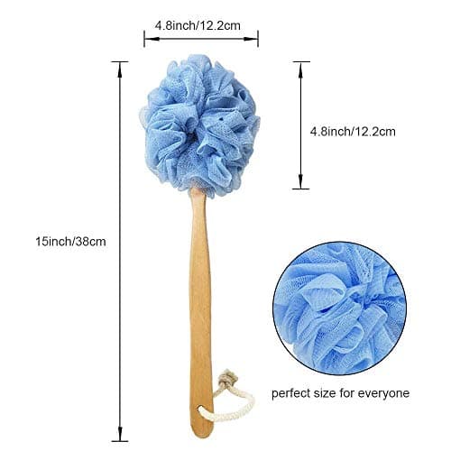 RASDDER Back Scrubber for Shower & Body, Long Handle Bath Brush with Loofah Sponge, Exfoliating Shower Brush for Men and Women - Thumbnail 4