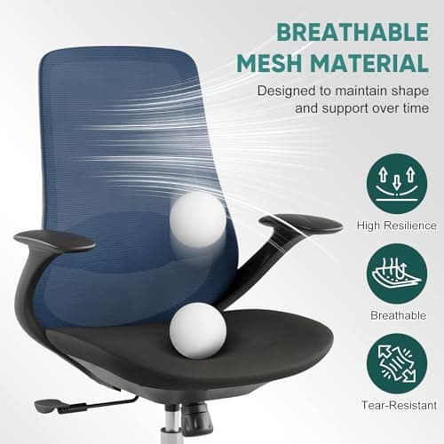Ergonomic Mesh Office Chair, 330LBS Executive Desk Chair with Lumbar Support, 2D Armrests, Comfy Swivel Computer Task Chairs for Long Hours (Blue) - Thumbnail 3
