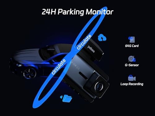 Pelsee 4K Dash Cam Front and Rear, 64GB SD Card, Dual Dash Camera for Cars with Wi-Fi, GPS, ADAS, BSD, LCA, 3’’ IPS Display Car Camera, APP & Voice Control, Night Vision, 24H Parking Mode - Thumbnail 5