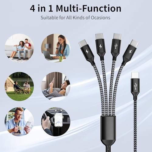 USB C Splitter Multi Charging Cable 2Pack, Dual Type C Charger Cord,4 in 1 Multiple Nylon Braided Cable with 4 Type-C Connectors Compatible with iPhone 15 Pro Max/Samsung Galaxy/Tablets/Google-5FT. - Thumbnail 5