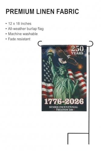 USA 250th Anniversary Garden Flags,America Garden Flags For Outside,12x18'',Double Sided Flag For Outdoor Garden Decor (Liberty) - Thumbnail 5