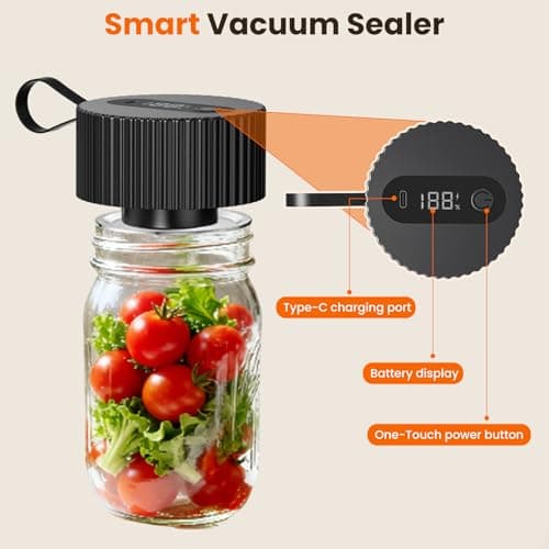 Electric Mason Jar Vacuum Sealer, Upgraded 3-in-1 Jar Vacuum Sealer Kit for Mason Jars, Canning, Containers, Bags, Ideal for ‌Home Cooks, DIY Enthusiasts - Thumbnail 6