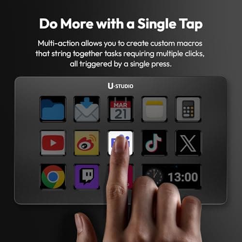 ULANZI D200 U-Studio Macro Keyboard Stream Controller, 14 LCD Keys, 13 Customizable Macro Keys Deck to Control Apps and Software, Trigger Actions in OBS, Twitch, YouTube and more, for Mac/PC - Thumbnail 2