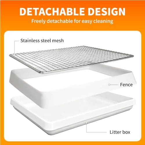 BESNEW 3 in 1 Rabbit Hay Feeder with Litter Box,Upgraded Metal Hay Rack & Litter Tray & Water Bowl,Quick Cleaning,Easy to Install,Bunny Supplies for Rabbit Guinea Pig Chinchilla Small Animals - Thumbnail 5