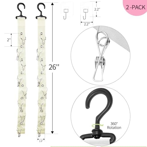 Oeyliz Hat Organizer Baseball Caps Rack Hangers 2PCS Door Hat Racks with 8 Stainless Steel Clips Cap Wall Holder Closet Storage Organizer Over Door Wall Caps Storage Hangers Beige - Thumbnail 5
