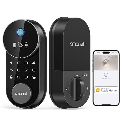 Smart Lock AH1, SMONET Fingerprint Keyless Entry Door Lock with Apple Home Key, WiFi Front Door Deadbolt Touchscreen Keypad with App Remote Control Supports Apple HomeKit, Alexa, Google Assistant - Image 1