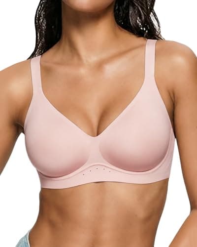 As Fairy Womens Bra Wireless Push Up Lift Supportive No Wire Ladies Seamless No Show Moisture-Wick Brasieres para Mujer(Light Pink 36A) - Image 1