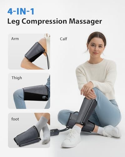 CINCOM Leg Massager for Circulation and Pain Relief, Air Compression Calf Massager with 2 Modes 3 Intensities Helpful for RLS Edema and Muscle Soreness - Thumbnail 2