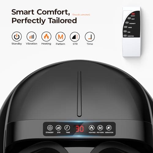 HTM Foot Massager with Heat, 5 Modes & 9-Level Intensity & 3-Speed Vibration, Shiatsu Kneading & Rolling Compression, with Remote & Portable Handle, Fits Up to Men's Size 13, Gift for Women Men - Thumbnail 4