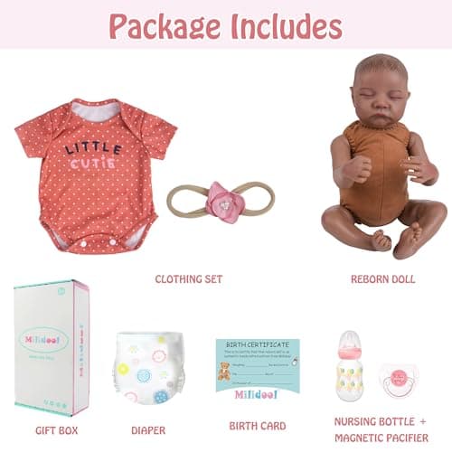 Milidool Reborn Baby Doll Black Girl ?18-Inch Realistic Lifelike African American Newborn Handmade Doll with Real Life Soft Weighted Body and Accessories ?Gift for Kids Ages 3 and Up - Thumbnail 6