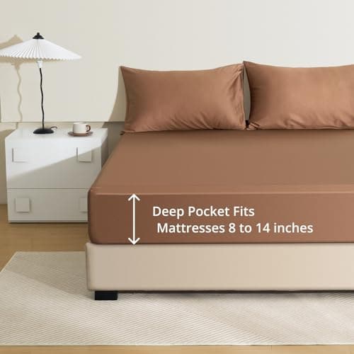 Queen Fitted Sheet Only with Drawstring and 360° Elastic for Tight Fit, 100% Long-Staple Cotton Dual-Lock Fitted Queen Sheet, Luxury Soft and Comfort, 1000 TC, Deep Pocket Fits 8" to 16" Mattress - Thumbnail 5