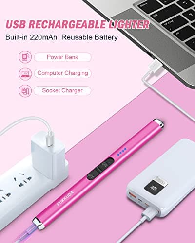 【Upgraded】 Dual Arc Electric Candle Lighter Rechargeable USB Lighter Plasma Arc Lighters for Candle (Violet) - Thumbnail 4