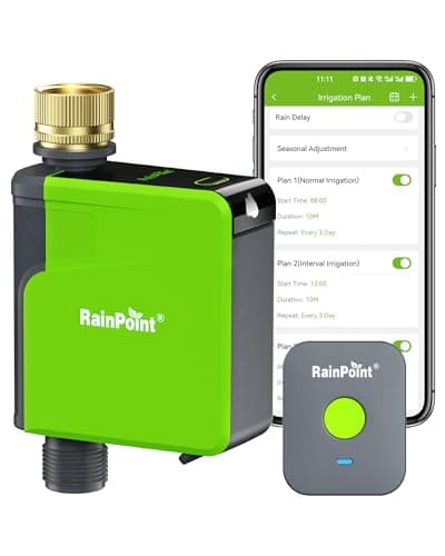 RAINPOINT WiFi Hose Timer, Brass Inlet Smart Sprinkler Timer for Watering, WiFi Watering Timer for Garden Hose with Hub, APP & Voice Control, Automatic Irrigation System for Lawns and Yard - Image 1