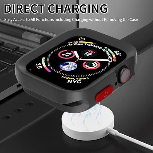 SDOCEBF Slim Flexible TPU Shockproof Watch Bumper, Rugged Case for Apple Watch Series 9/8/7/6/5/4/SE3/2/1 44mm/45mm, Gift-Ready for Every Celebration, Black - Thumbnail 5