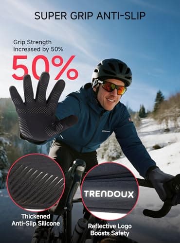 TRENDOUX Woen's & Men's Black Insulated Touchscreen Thermal Gloves Size Medium, Driving Running Riding Typing Texting Cycling Gloves Biking Hiking Walking Soccer Gaming Glove for Cold Weather - Thumbnail 2