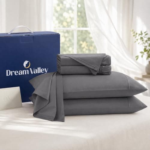 Dream Valley 4 PCS Cooling Sheets Queen Size with 2 Pillowcases, Gunmetal - Image 1
