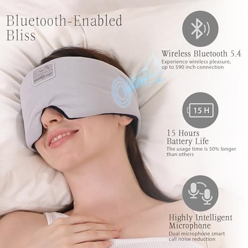 MUSICOZY Ice Silk Sleep Headphones with Bluetooth Mask, Eye Mask for Sleeping in Total Darkness, 5.4 Bluetooth Sleep Mask Sleep Headphones, Soft, Gifts for Men Women (Black) - Thumbnail 3
